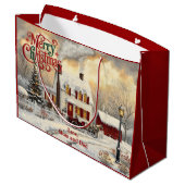 Kerst thuis met vintage kerstsfeer groot cadeauzakje (Achterkant Gekanteld)