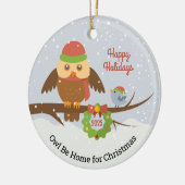 Kerst thuis Sneeuwuil Keramisch Ornament (Links)
