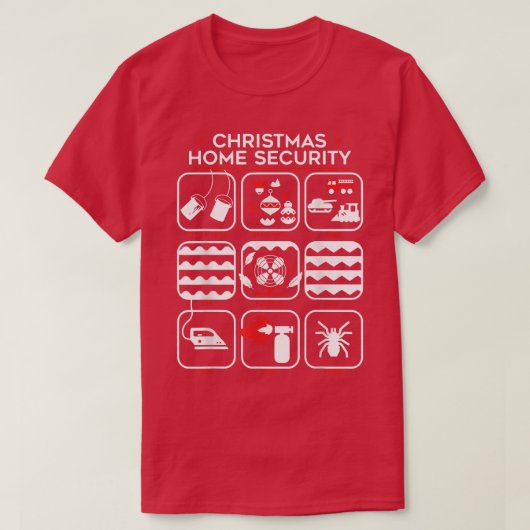 Kerst thuisbeveiliging grappig t-shirt (Design voorkant)