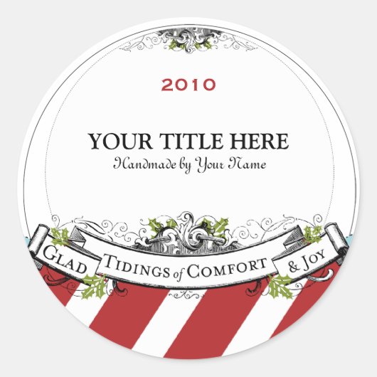 Kerst Tidings of Comfort & Joy Ronde Sticker (Voorkant)