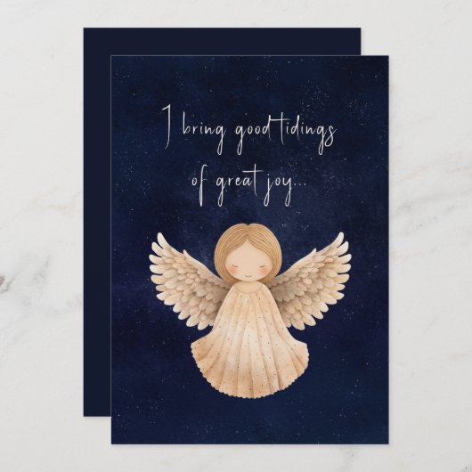 Kerst Tidings Of Great Joy Waterverf Angel Feestdagenkaart (Voorkant / Achterkant)