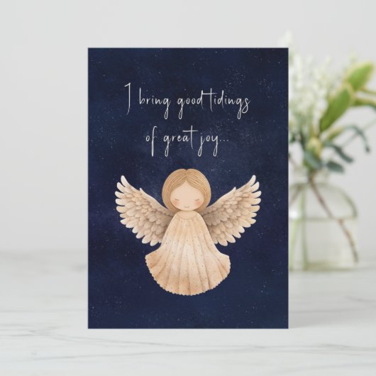 Kerst Tidings Of Great Joy Waterverf Angel Feestdagenkaart (Staand voorkant)