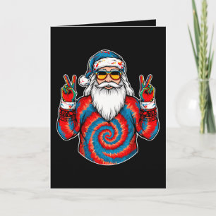 Kerst Tie Dye Kerstman Vredesteken Zonnebril Kerst Kaart
