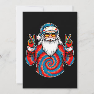 Kerst Tie Dye Kerstman Vredesteken Zonnebril Kerst Kaart