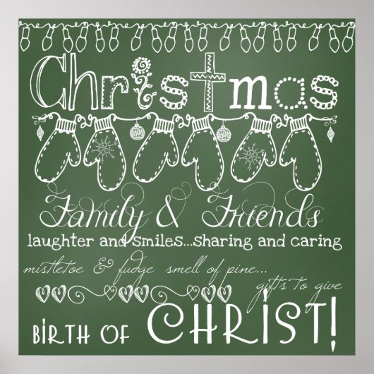 Kerst tijd krijtbord look Poster (Voorkant)