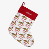 Kerst Tijger Grappig Dier met Santa Hat Grote Kerstsok (Voorkant (Hangend))