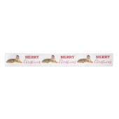 Kerst Tijger Grappig Dier met Santa Hat Satijnen Lint (Voorkant)