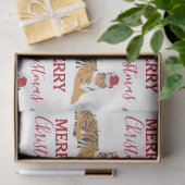Kerst Tijger Grappig Dier met Santa Hat Tissuepapier (Geschenk)