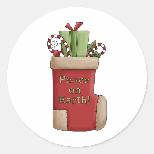 Kerst Tijm · Kous Ronde Sticker (Voorkant)