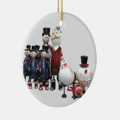 Kerst Tin Koor, met Sinterklaas, Sneeuwman, Pinguï Keramisch Ornament (Rechts)