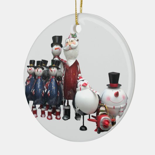 Kerst Tin Koor, met Sinterklaas, Sneeuwman, Pinguï Keramisch Ornament (Links)