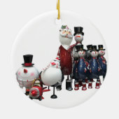 Kerst Tin Koor, met Sinterklaas, Sneeuwman, Pinguï Keramisch Ornament (Achterkant)