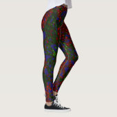 Kerst Tinsel Blauw Rood Design Leggings (Rechts)