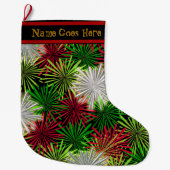 Kerst Tinsel PomPoms (gepersonaliseerd) Grote Kerstsok (Voorkant)