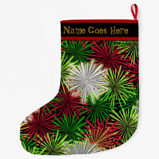 Kerst Tinsel PomPoms (gepersonaliseerd) Grote Kerstsok (Achterkant)