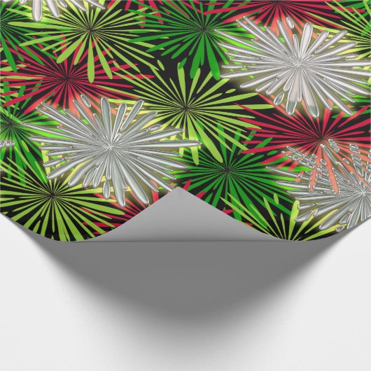 Kerst Tinsel PomPoms - Rood, Groen en Wit Cadeaupapier (Hoek)