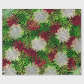 Kerst Tinsel PomPoms - Rood, Groen en Wit Cadeaupapier (Vlak)