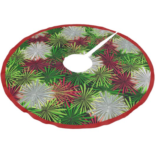 Kerst Tinsel PomPoms - Rood, Groen en Wit Fleece Kerstboom Rok (Gekanteld)
