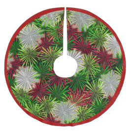 Kerst Tinsel PomPoms - Rood, Groen en Wit Fleece Kerstboom Rok