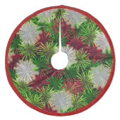 Kerst Tinsel PomPoms - Rood, Groen en Wit Fleece Kerstboom Rok (Voorkant)