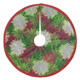 Kerst Tinsel PomPoms - Rood, Groen en Wit Fleece Kerstboom Rok