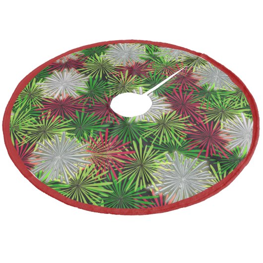 Kerst Tinsel PomPoms - Rood, Groen en Wit Fleece Kerstboom Rok (Gekanteld)