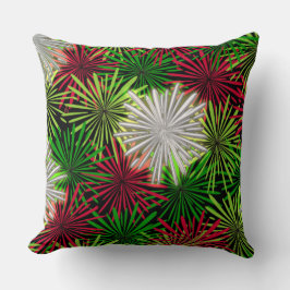 Kerst Tinsel PomPoms - Rood, Groen en Wit Kussen
