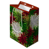 Kerst Tinsel PomPoms - Rood, Groen en Wit Medium Cadeauzakje (Achterkant Gekanteld)