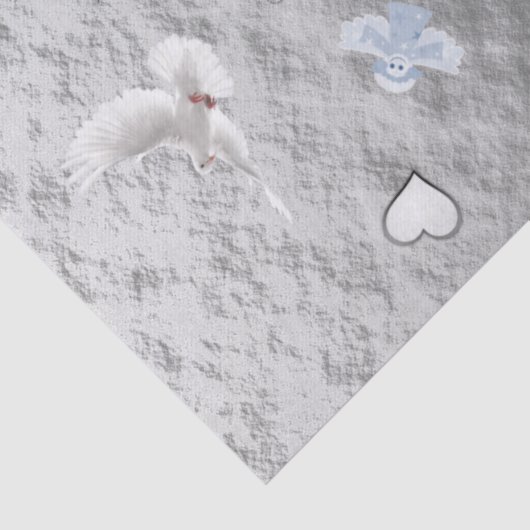 Kerst Tissue Papier Blauw Zilveren Boomduiven (Detail)