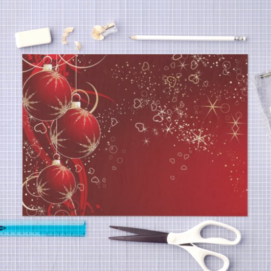 Kerst Tissue Papier/Rode Ornamenten Tissuepapier (Craft)