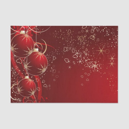 Kerst Tissue Papier/Rode Ornamenten Tissuepapier (Voorkant)