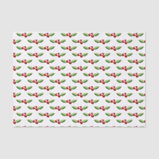 Kerst Tissue Papier Rood en Groen Holly (Voorkant)
