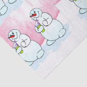 Kerst Tissue Papier Roze Sneeuwman (Detail)