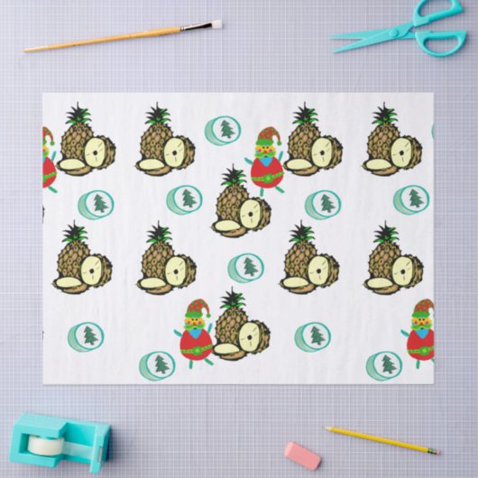 Kerst Tissue Papier Santa Ananas (Craft)