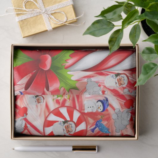 Kerst Tissue Papier, Sneeuwman, Candy Cane Tissuepapier (Geschenk)