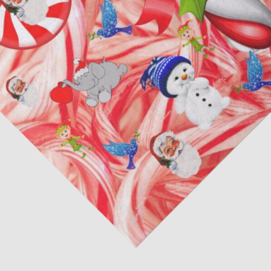 Kerst Tissue Papier, Sneeuwman, Candy Cane Tissuepapier (Detail)
