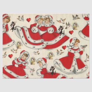 Kerst Tissue Papier, Vintage Kerstmis, Kitten Tissuepapier