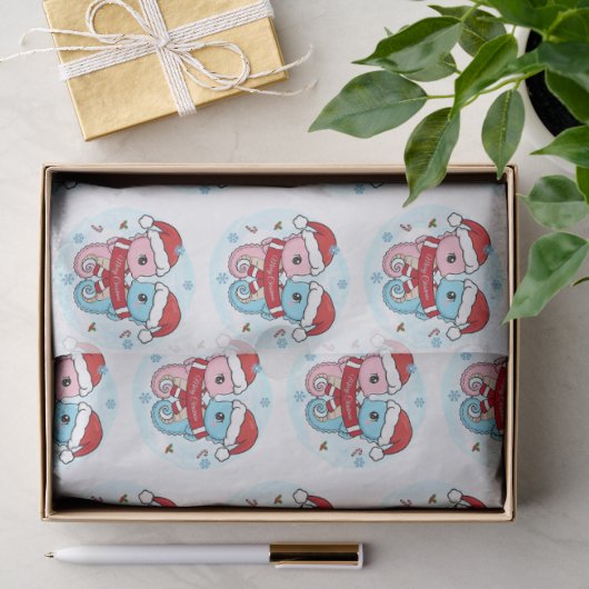 Kerst Tissuepapier met Adorable Zeepaarden (Geschenk)