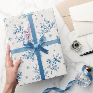 Kerst  Toile de Jouy Dusty Blue Cadeaupapier