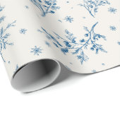 Kerst  Toile de Jouy Dusty Blue Cadeaupapier (Rol Hoek)