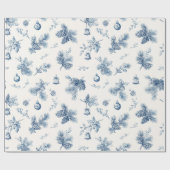 Kerst Toile de Jouy Dusty Blue Cadeaupapier (Vlak)