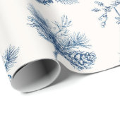 Kerst Toile de Jouy Dusty Blue Cadeaupapier (Rol Hoek)