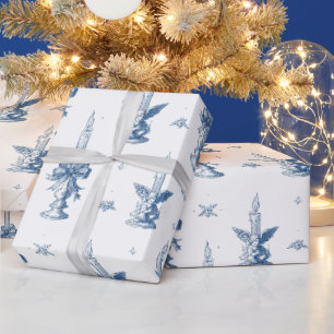 Kerst  Toile de Jouy Dusty Blue Cadeaupapier