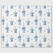 Kerst Toile de Jouy Dusty Blue Cadeaupapier (Vlak)