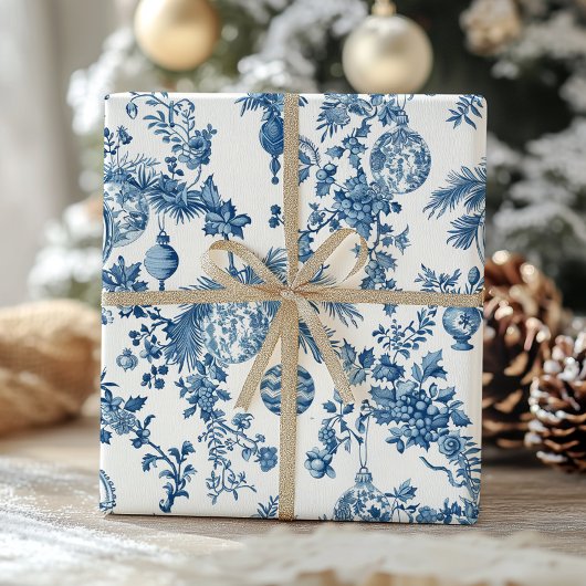 Kerst Toile Du Jouy Victoriaans  vakantie Cadeaupapier