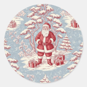 Kerst toile Kerstman Ronde Sticker