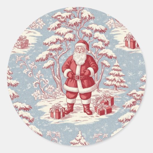 Kerst toile Kerstman Ronde Sticker (Voorkant)