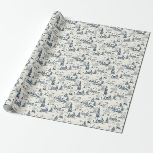 Kerst Toile Pattern Accessoires Cadeaupapier (Uitgerold)