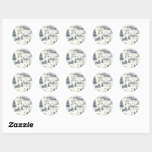 Kerst Toile Pattern Accessoires Ronde Sticker (Vel)