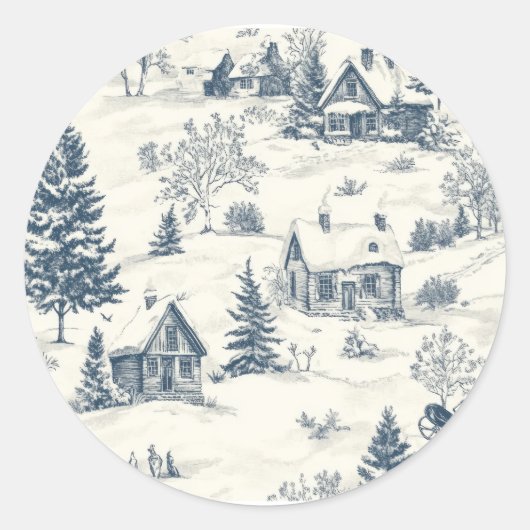 Kerst Toile Pattern Accessoires Ronde Sticker (Voorkant)